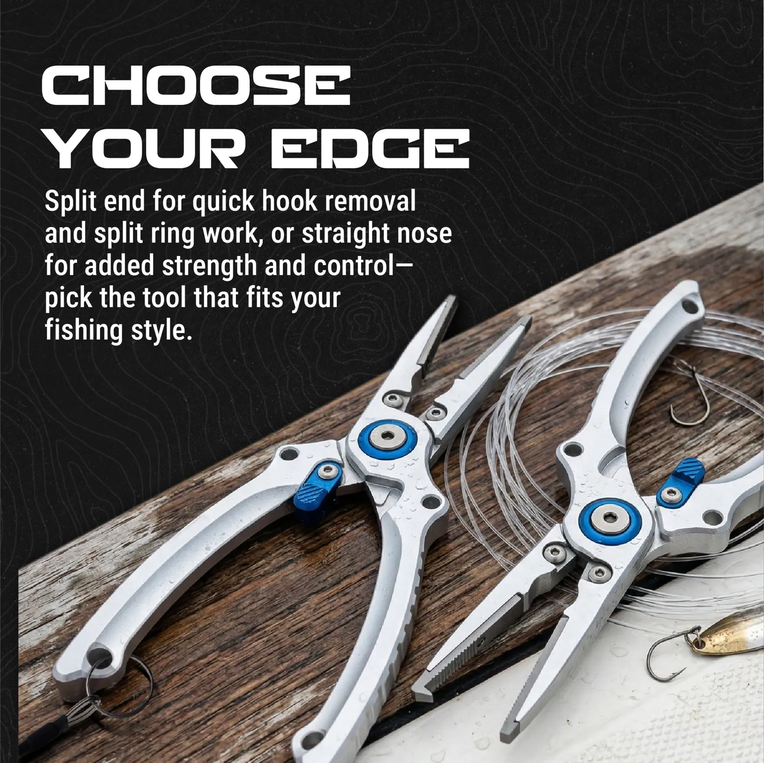 Reaction Tackle Aluminum Fishing Pliers – Split Ring or Straight Nose, Braid Cutter & Hook Remover - NEW