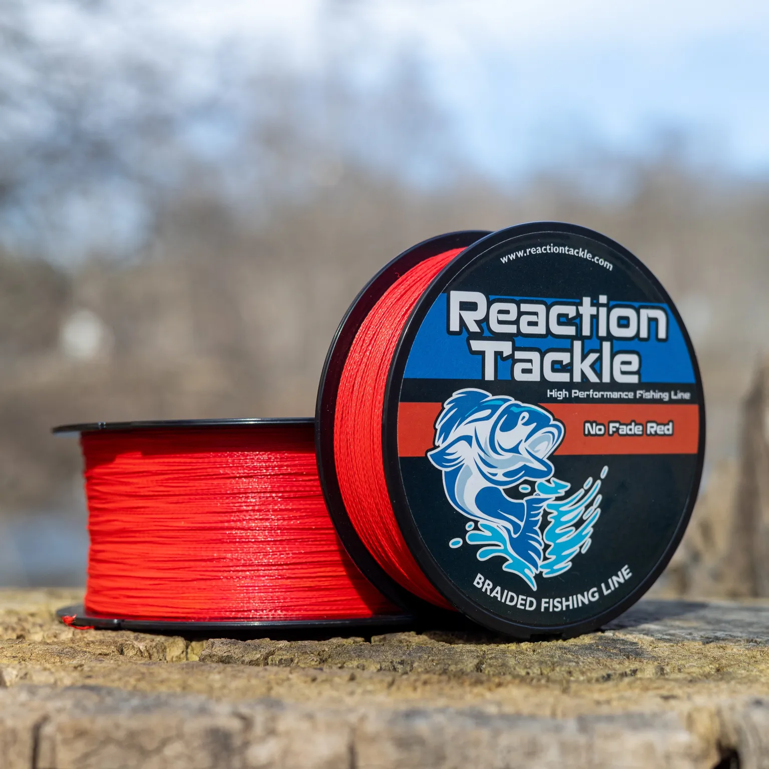 Reaction Tackle Braided Fishing Line - NO FADE Red